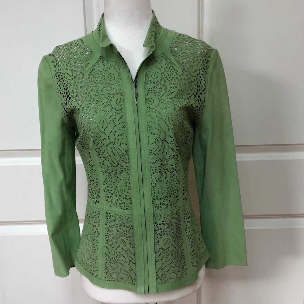Green Suede Hollow Out Jacket from Elie Tahari